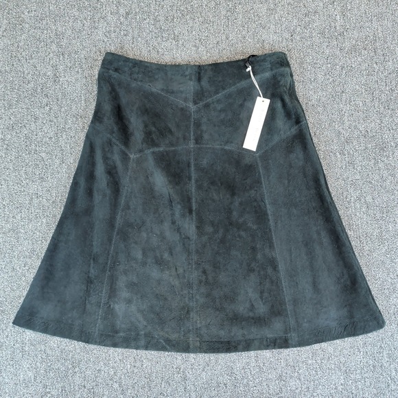 White House Black Market Classic Suede A-Line Skirt Women 2 Black Leather NWT — photo 2